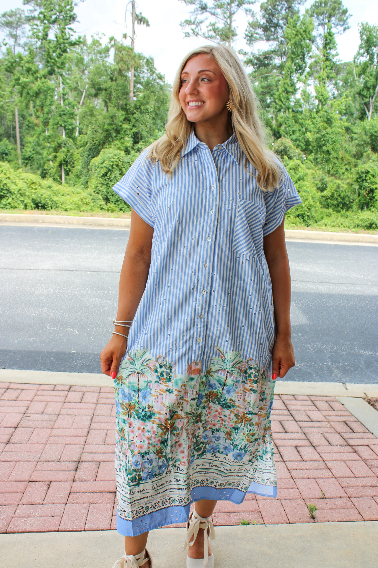 Meadow Stripe Midi Dress - Image 2