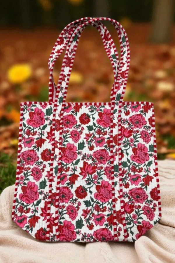Poppy Lane Pink Floral Tote Bag - Image 3