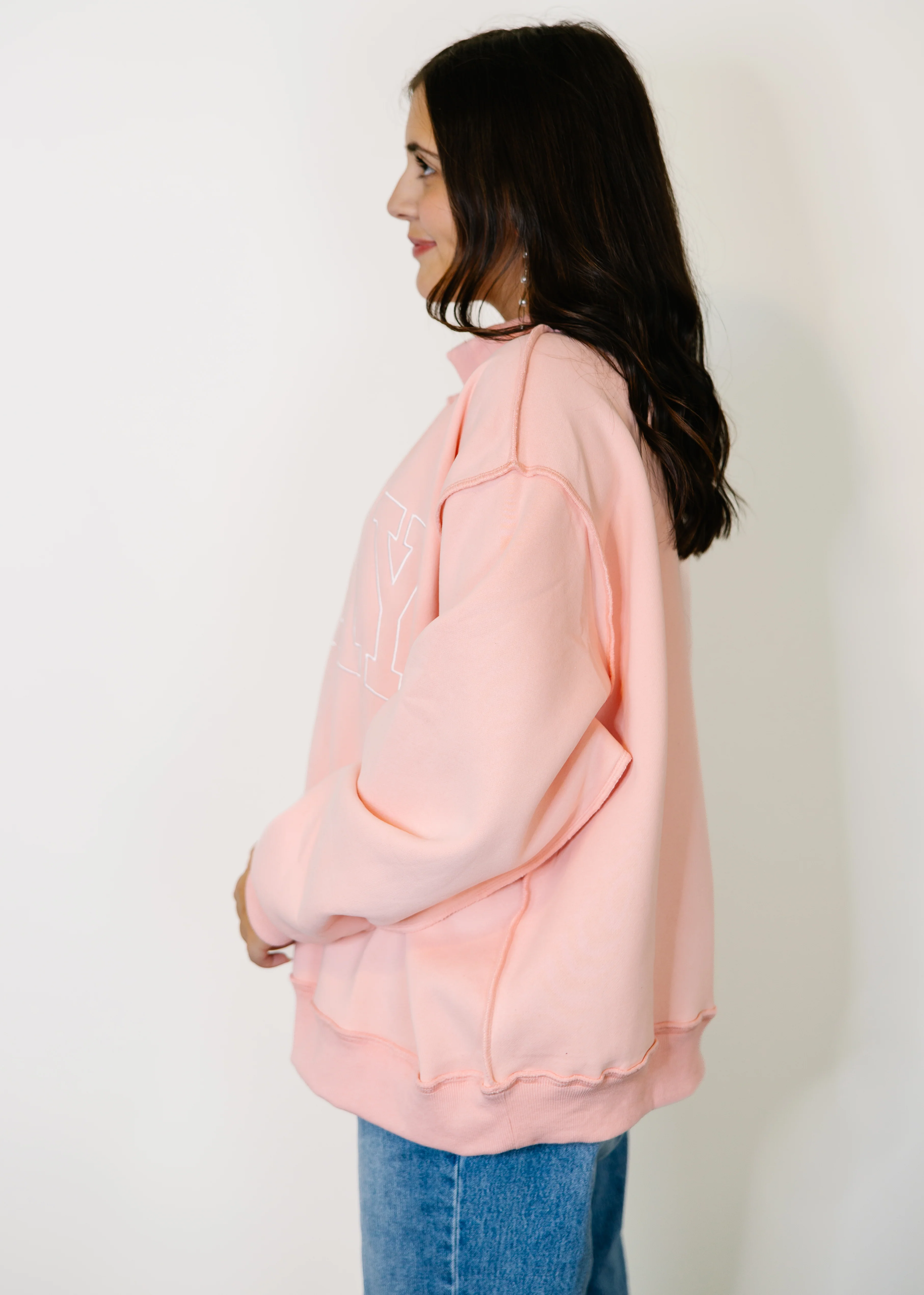 Pray Embroidered Mock Neck Sweatshirt - Image 3