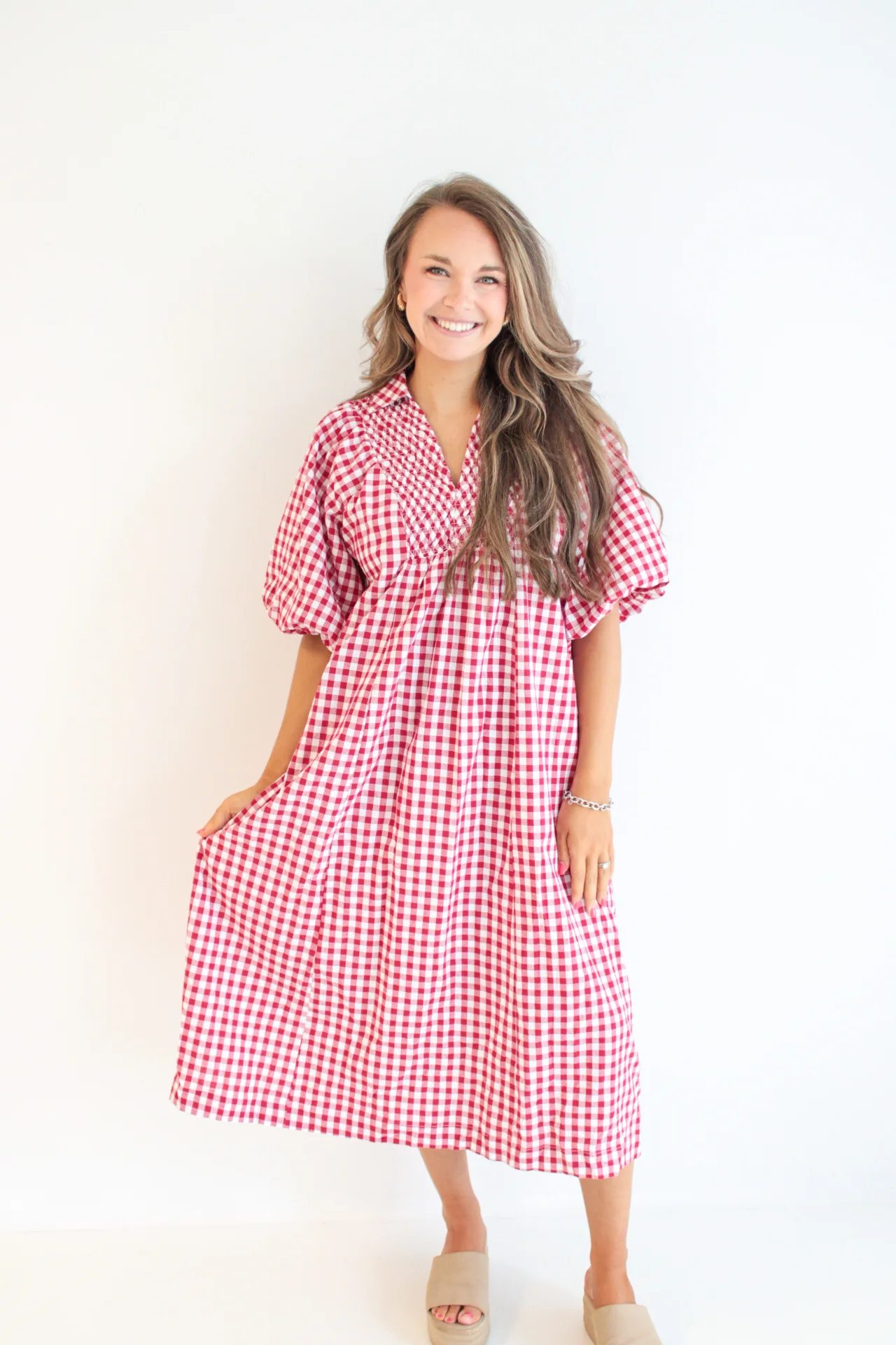 Jessie Puff Sleeve Midi Dress - Image 6