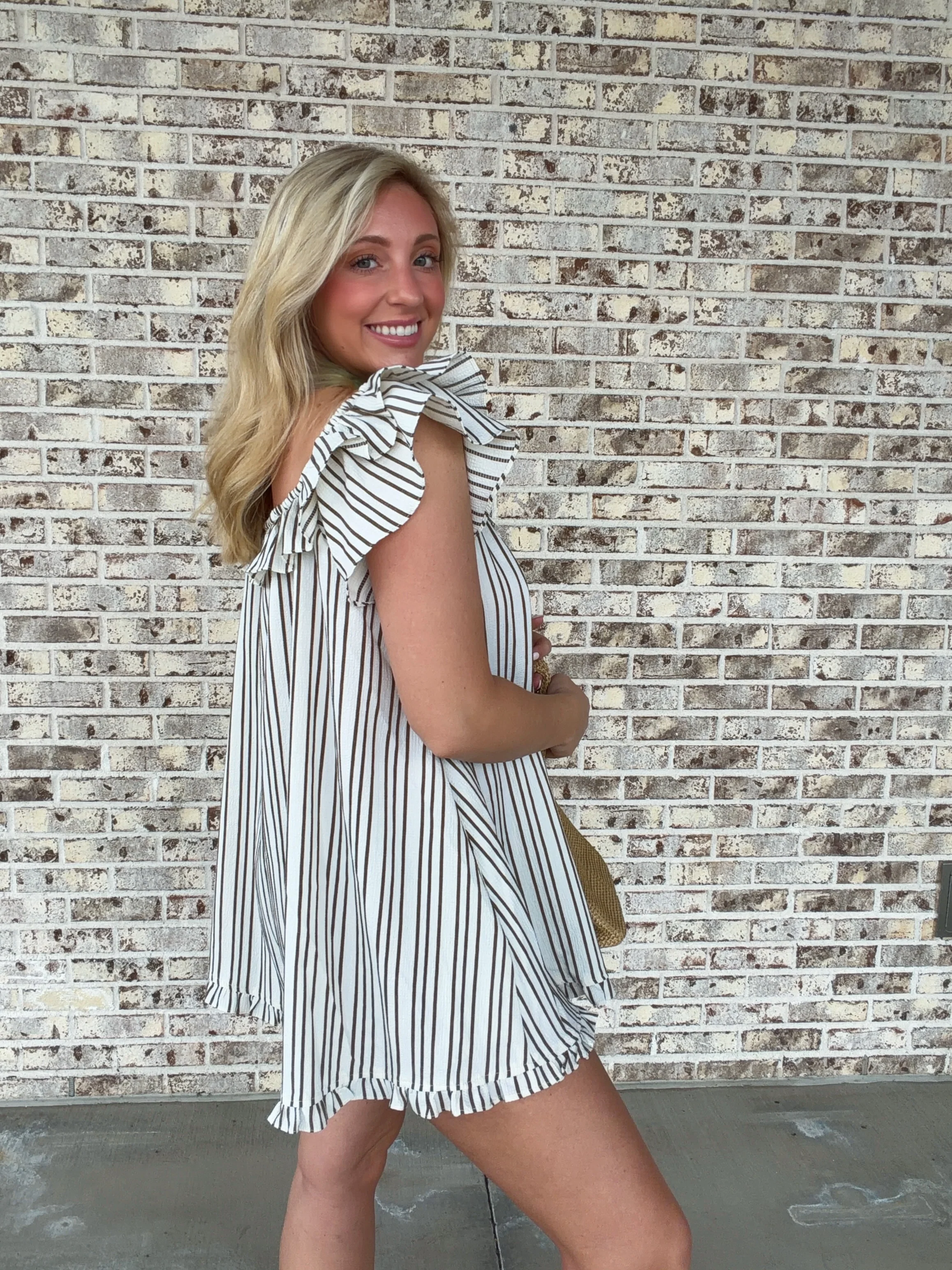 Rachel Striped Ruffled Romper - Image 3