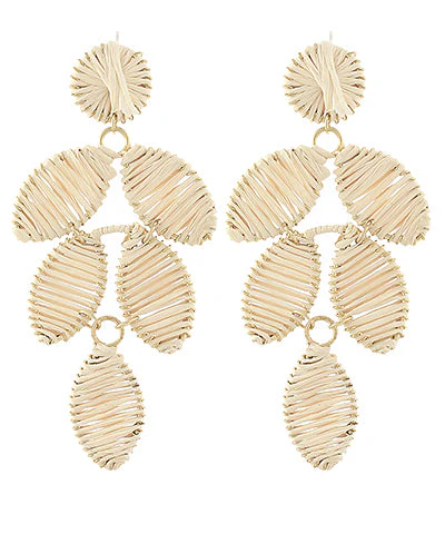 Raffia Leaf Shaped Earrings - Image 2