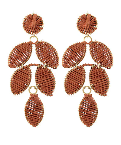 Raffia Leaf Shaped Earrings - Image 3