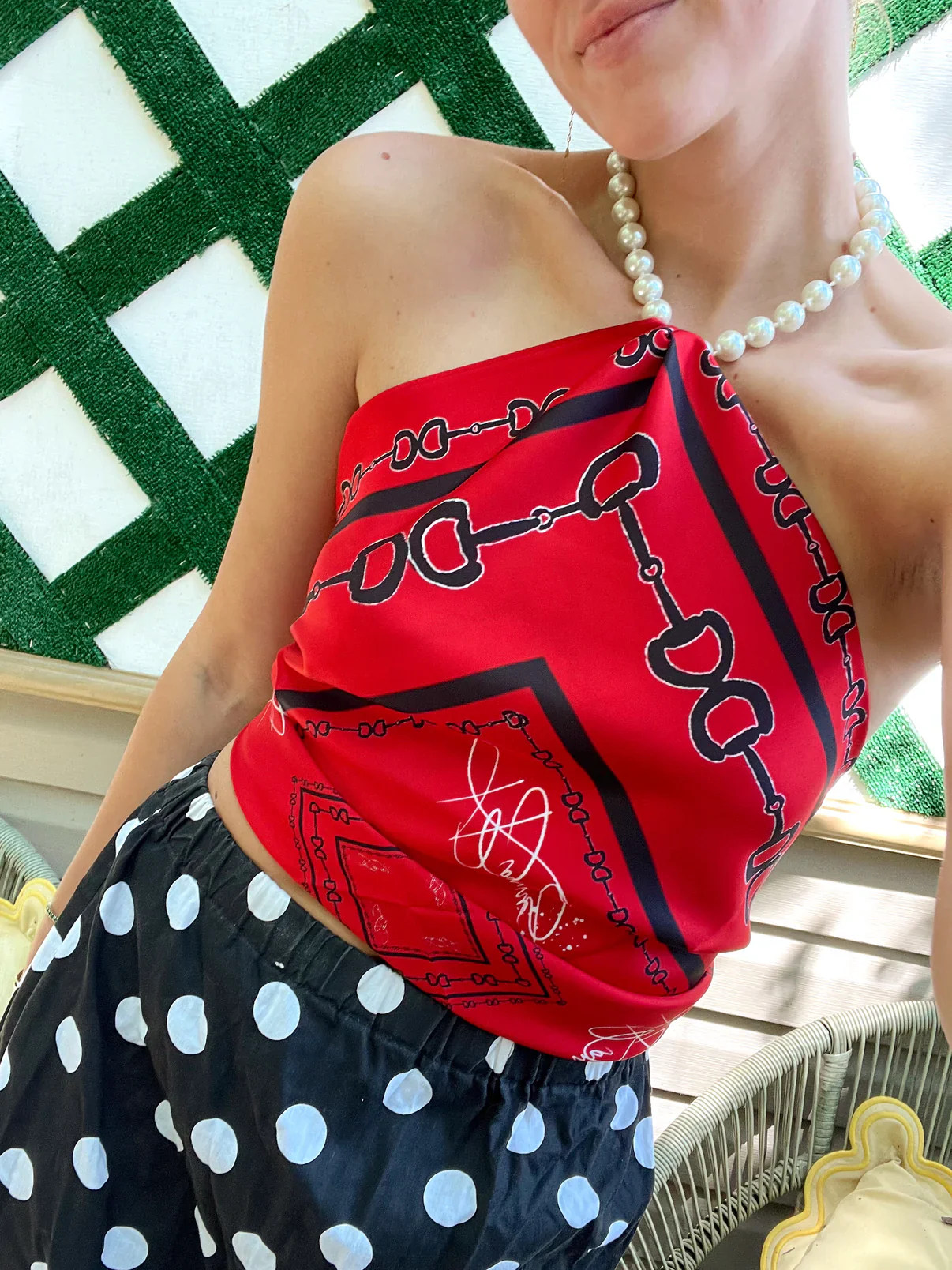Red & Black Horsebit Silk Scarf - Image 2