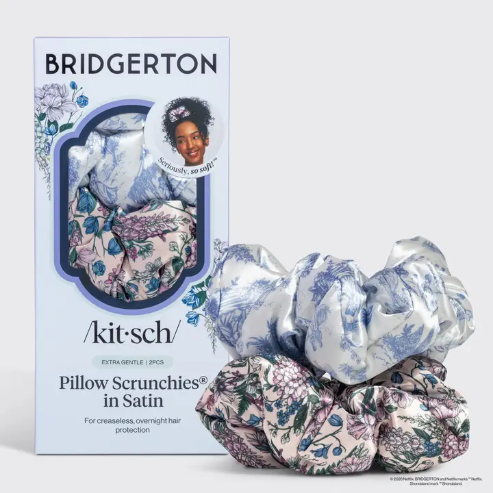 Satin Pillow Scrunchies in Toile in Bloom - Image 2