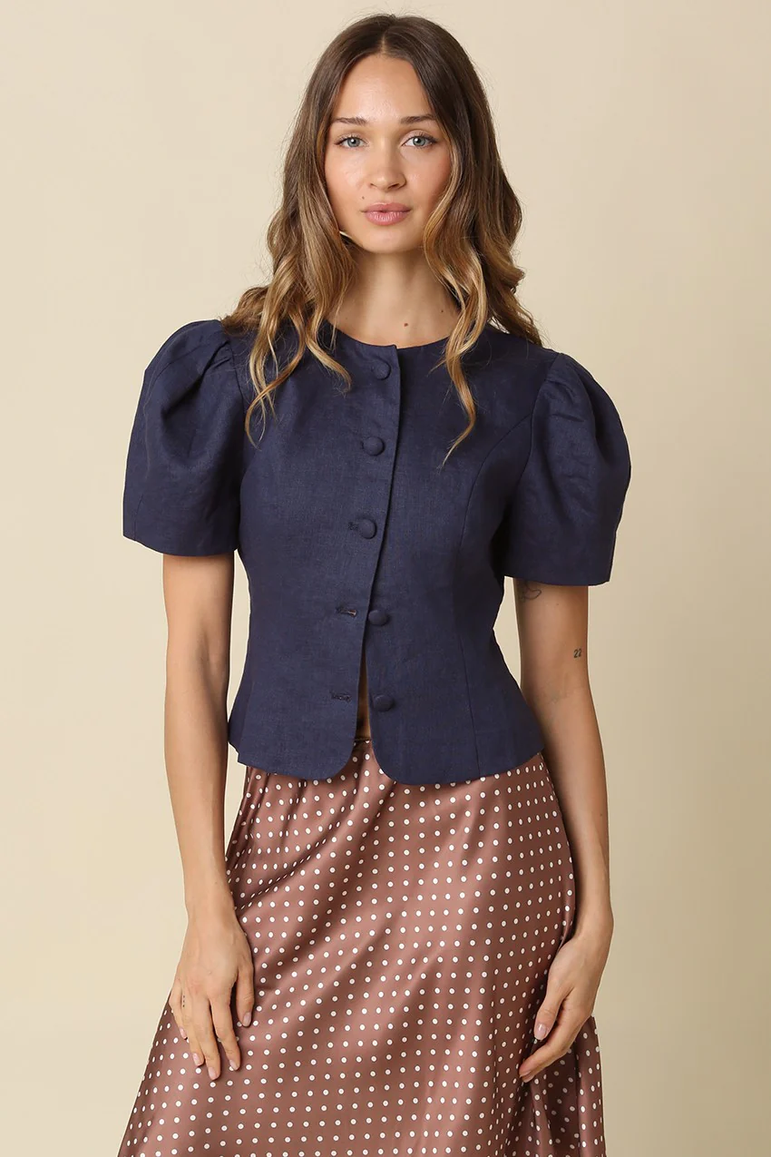 Selene Crimson Button Top - Image 2