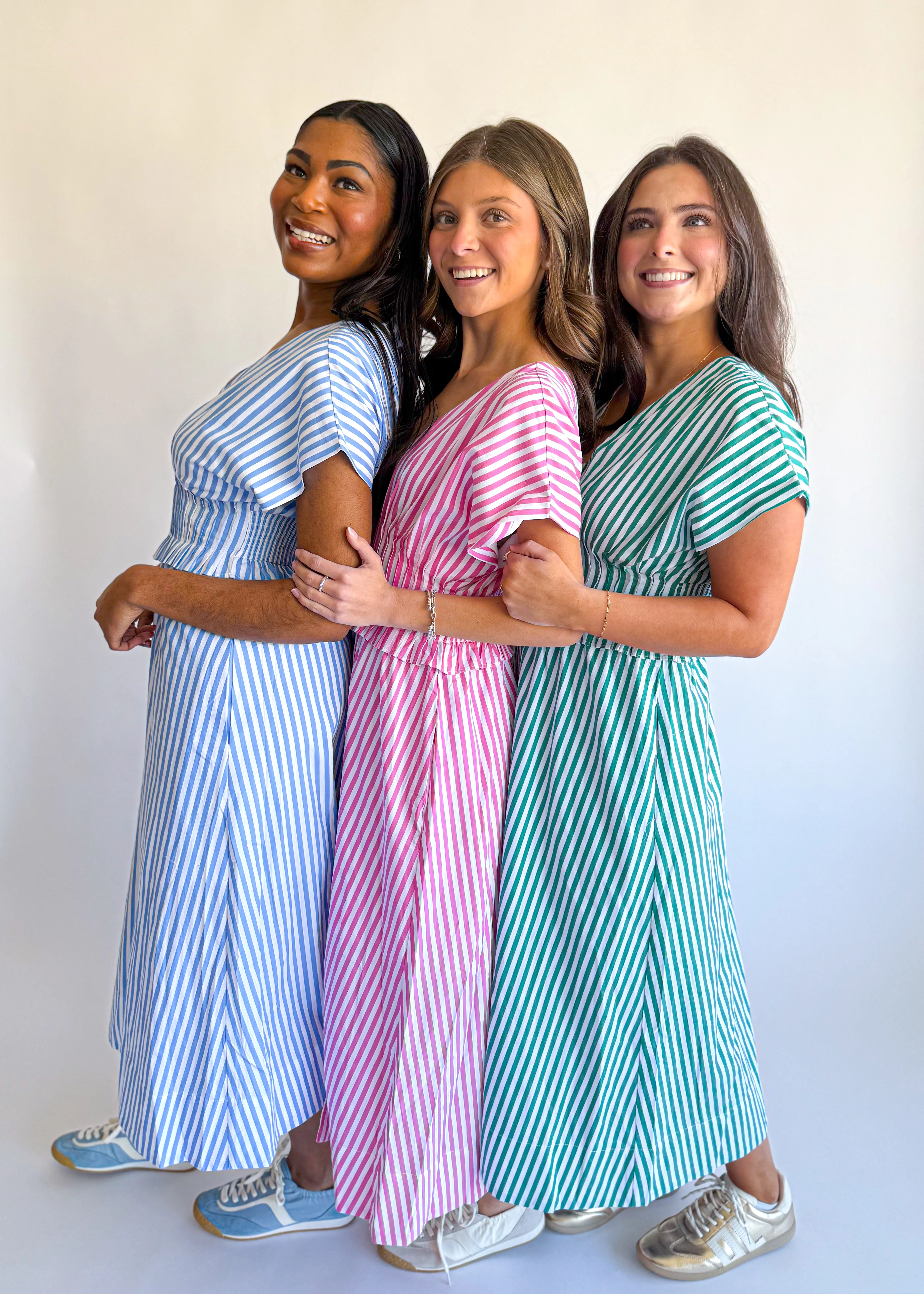 Stripe V Neck Midi Dress - Image 3