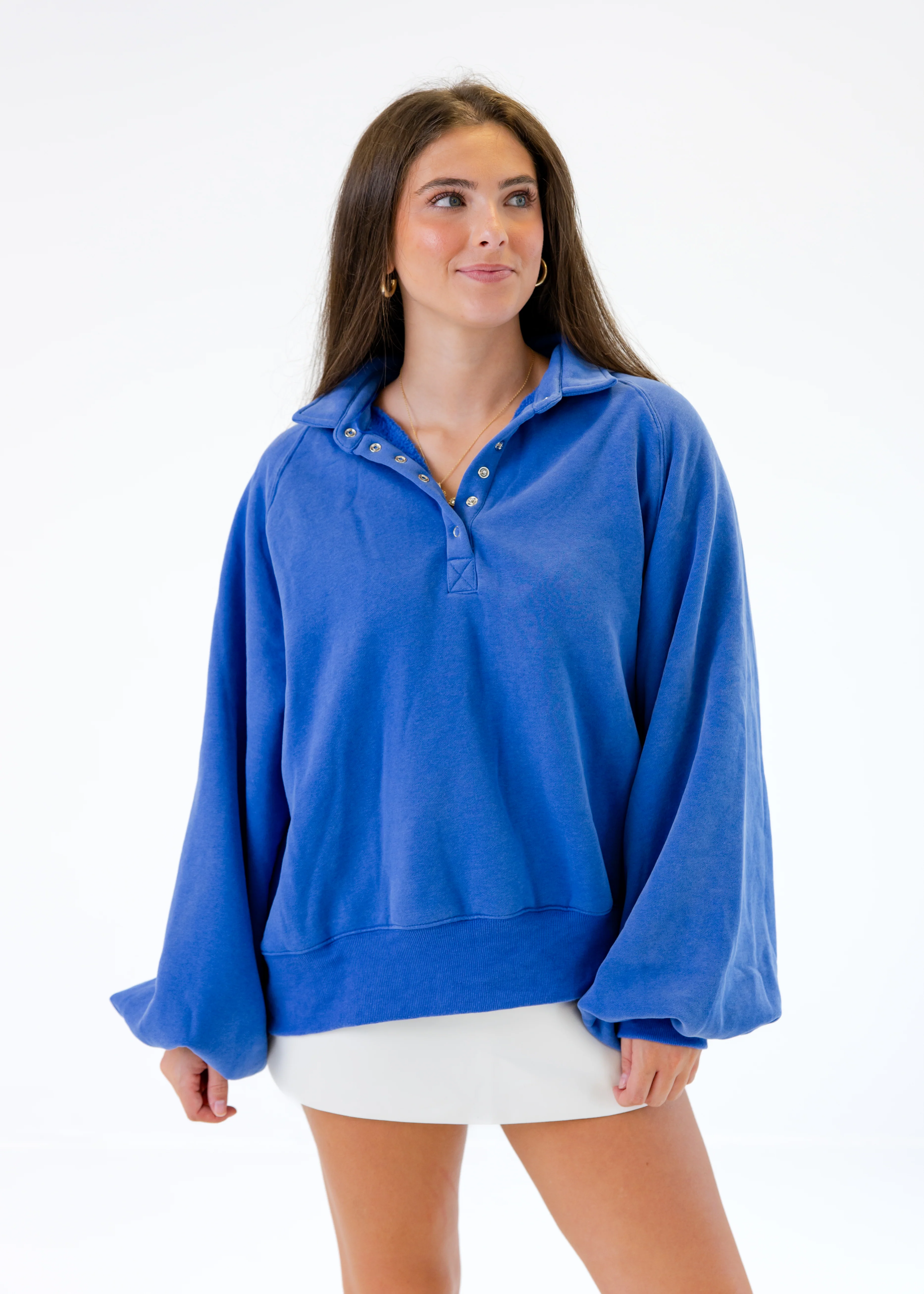 Snap Button Collared Sweatshirt - Image 4