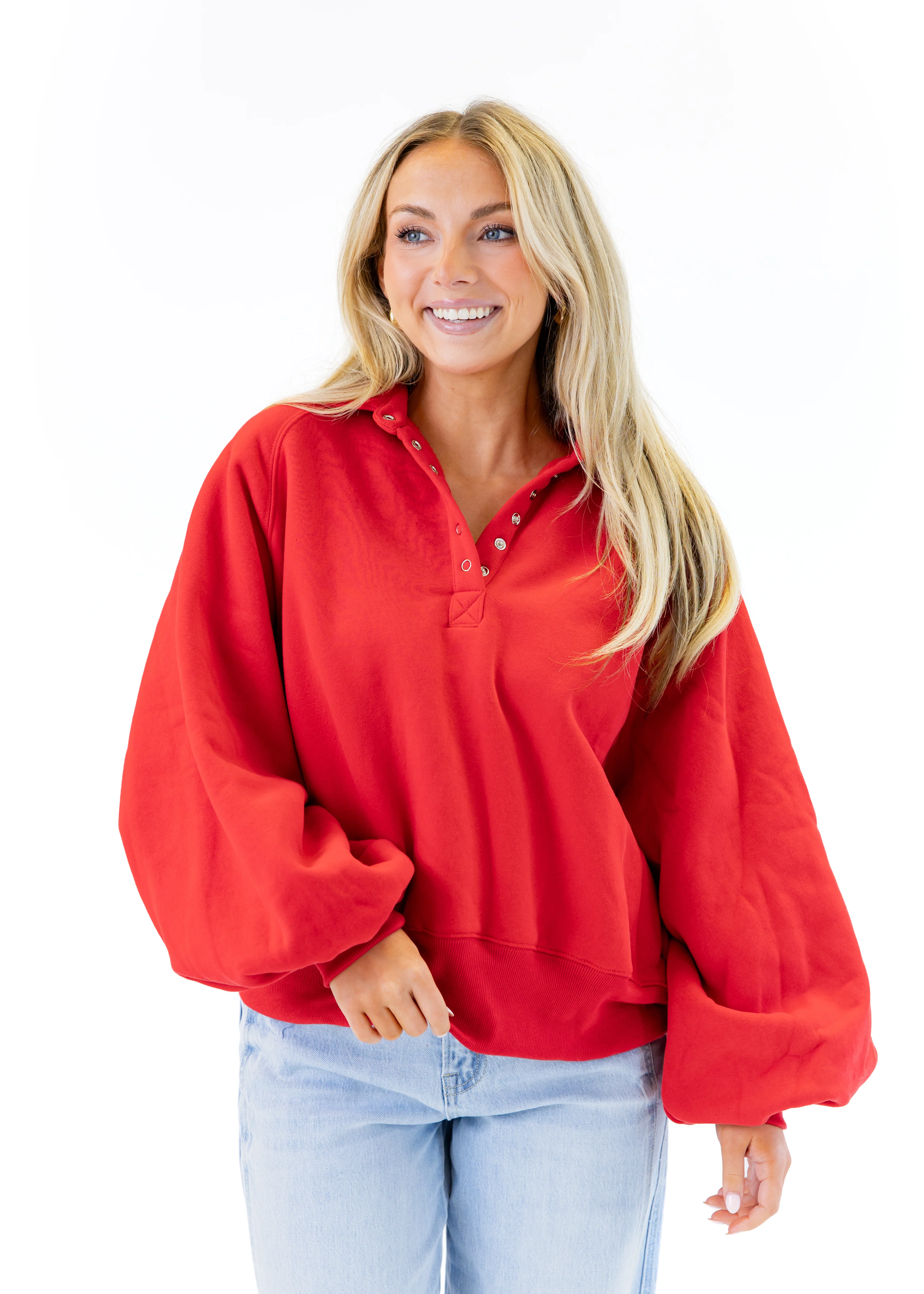 Snap Button Collared Sweatshirt - Image 5
