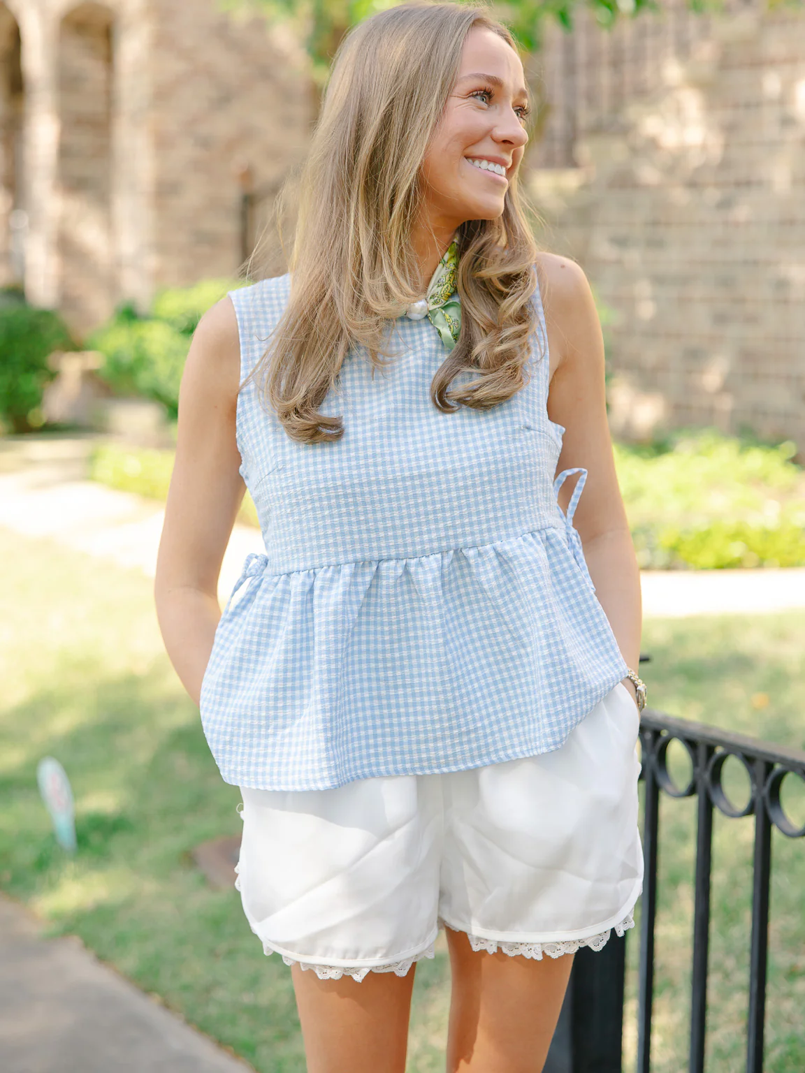 Sophie Soft Gingham Peplum Blouse - Image 10
