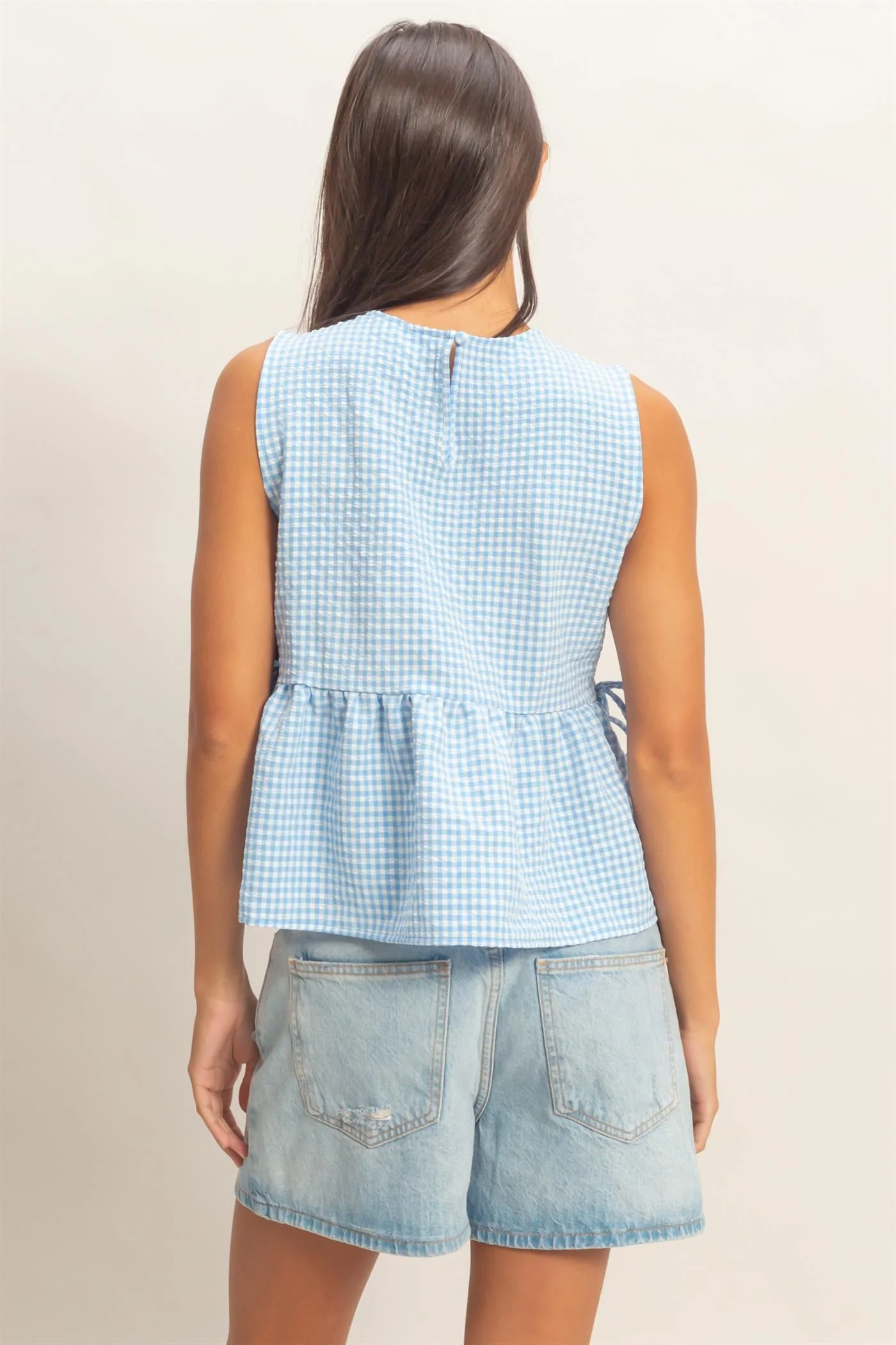 Sophie Soft Gingham Peplum Blouse - Image 14