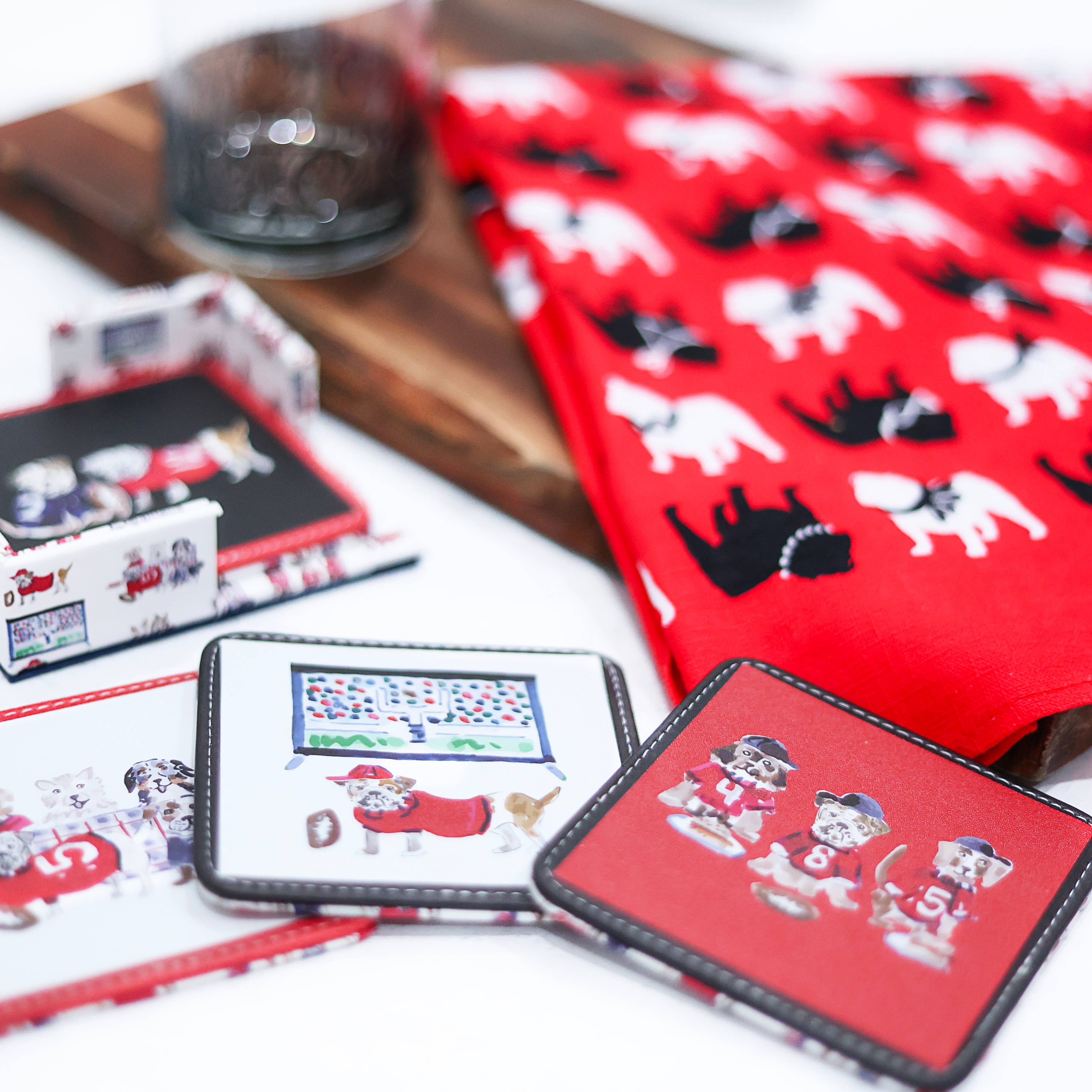 Spirit Bulldog in Red Cotton Linen Tea Towel - Image 3