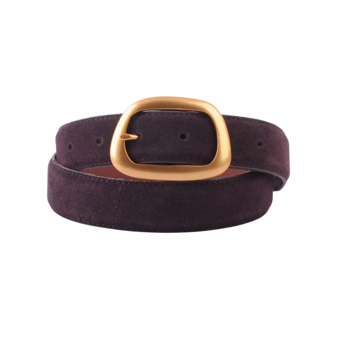 Suede Belt with Organic Shape Buckle - Image 2