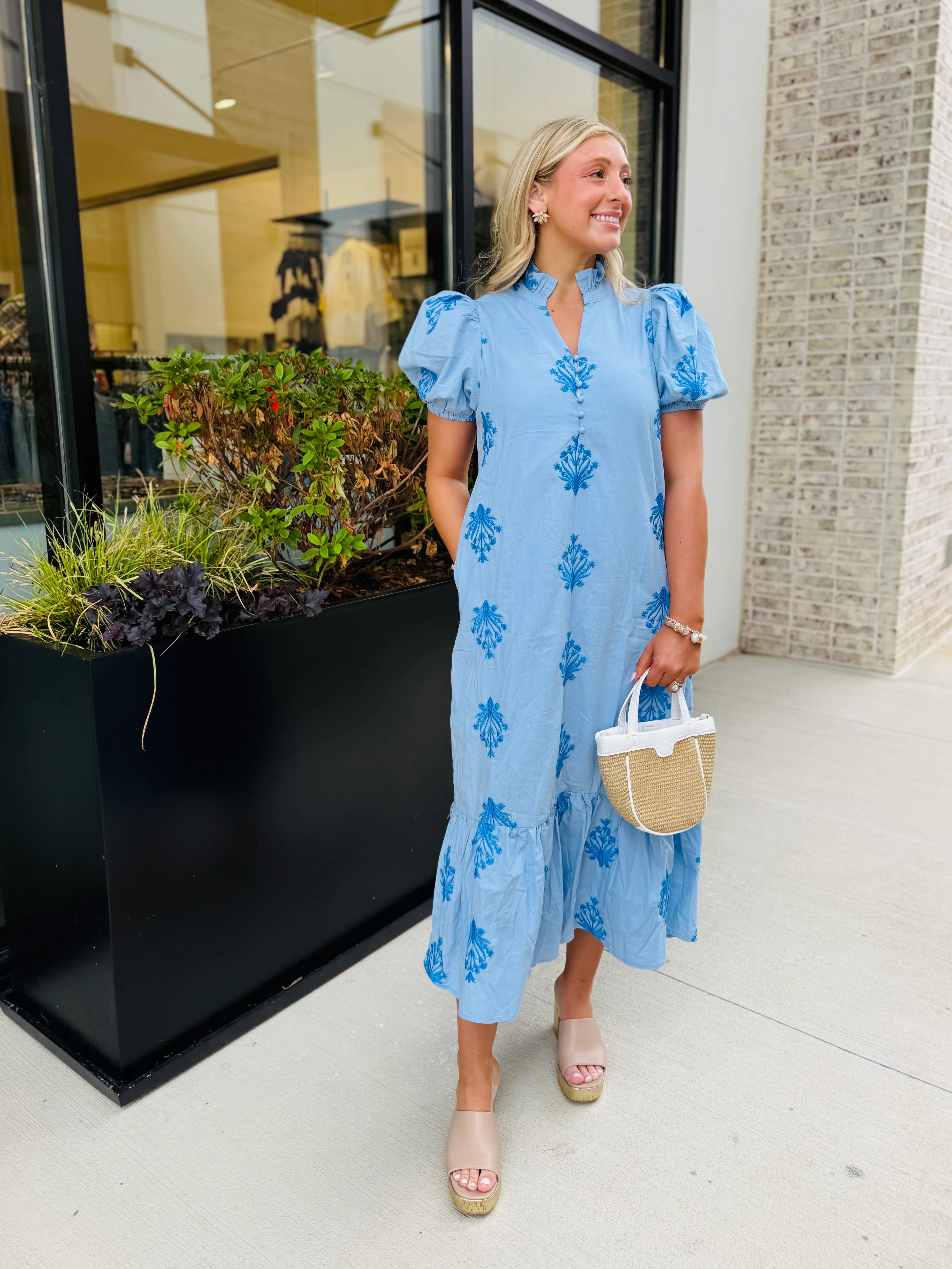 Sutton Embroidered Ruffle Midi Dress - Image 6
