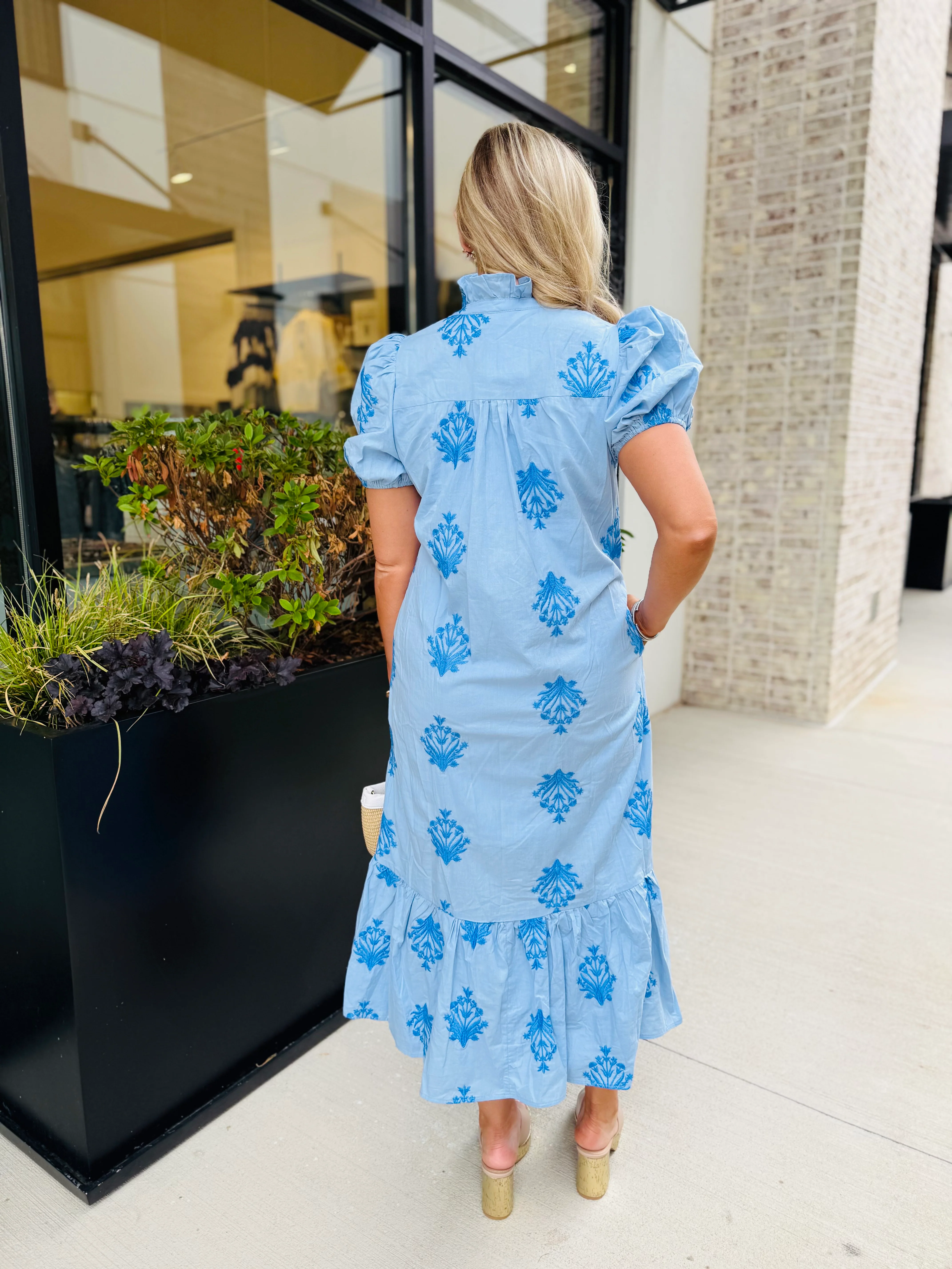 Sutton Embroidered Ruffle Midi Dress - Image 7