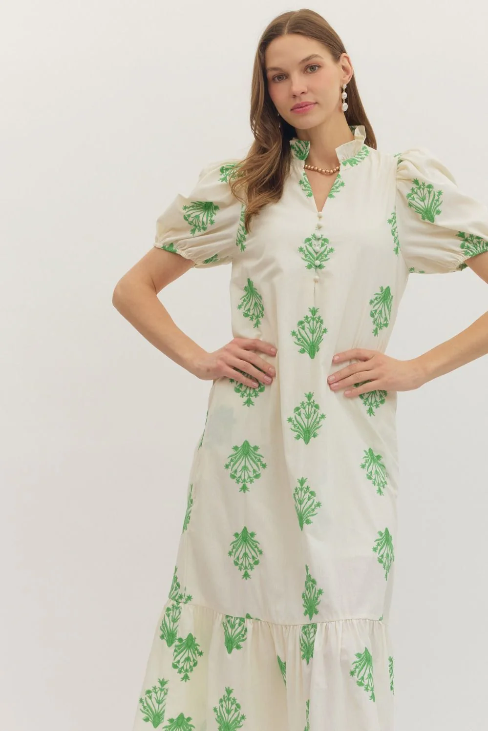 Sutton Embroidered Ruffle Midi Dress - Image 9