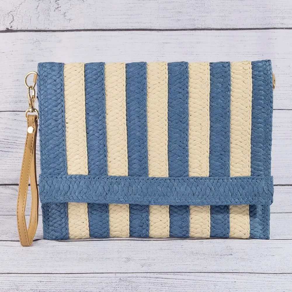 Tori Two-Tone Striped Clutch - Image 4