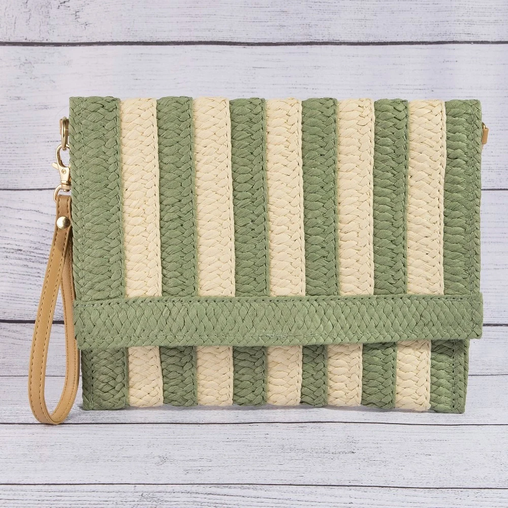 Tori Two-Tone Striped Clutch - Image 5