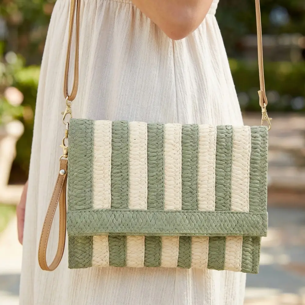 Tori Two-Tone Striped Clutch - Image 6