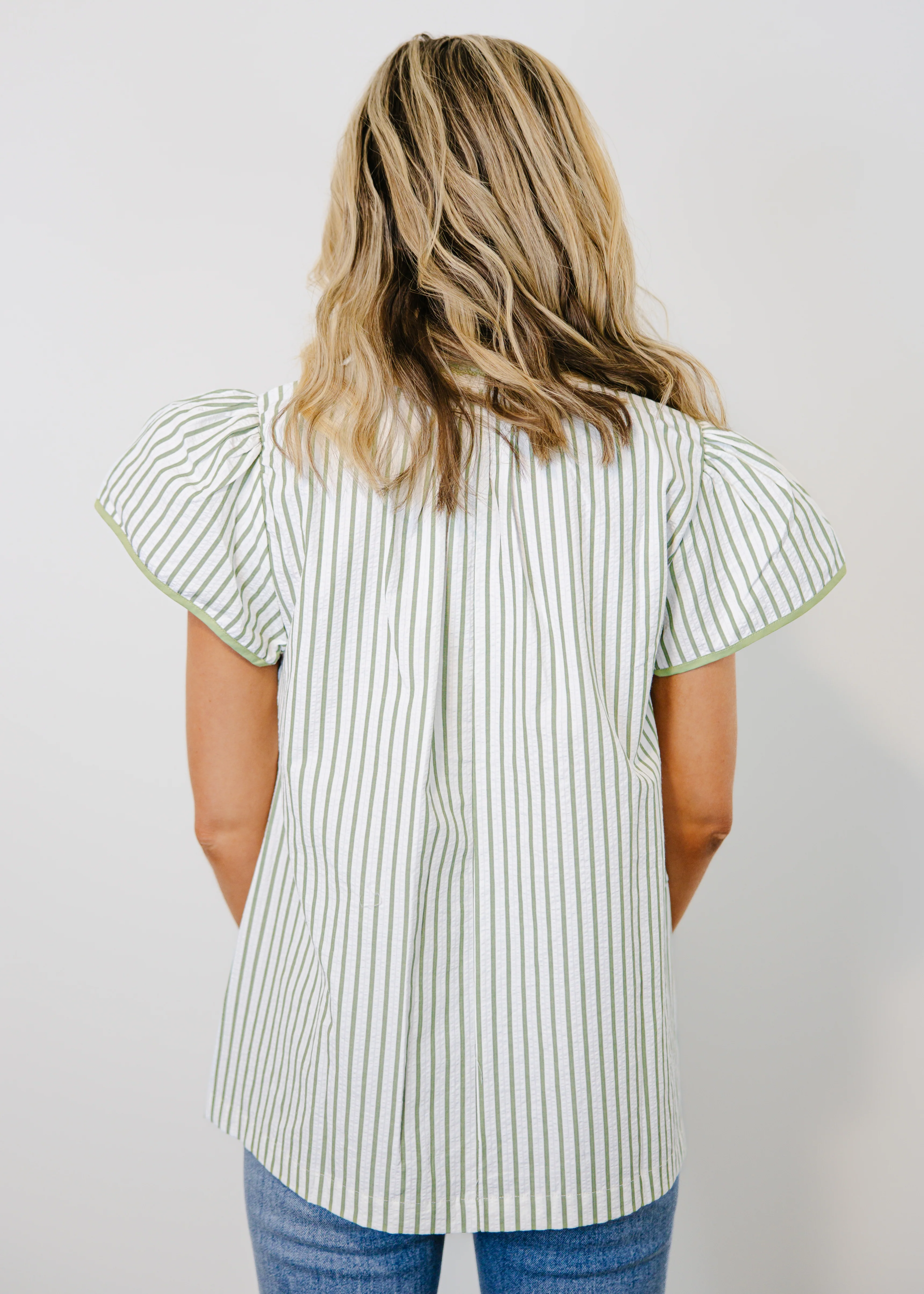 Lacey V-Neck Stripe Top - Image 5