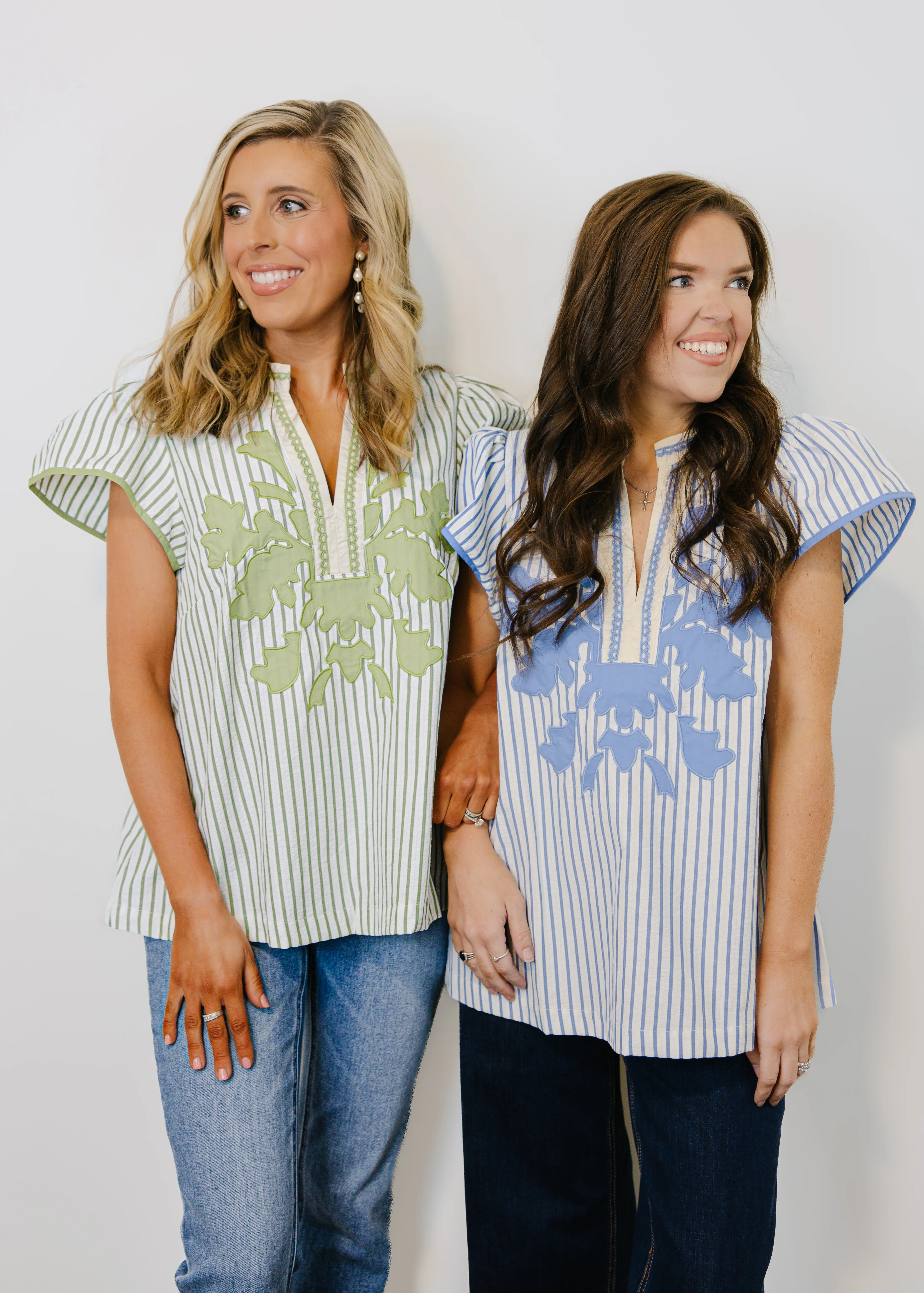 Lacey V-Neck Stripe Top - Image 7