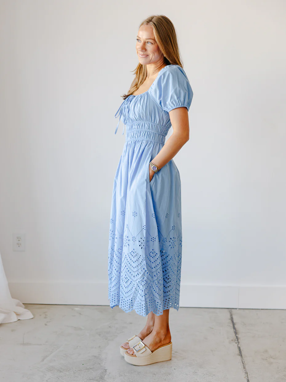 Waverly Smocked Eyelet Midi Dress - Image 4
