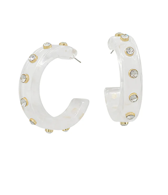 Wide Crystal Station Acetate Hoops - Image 2