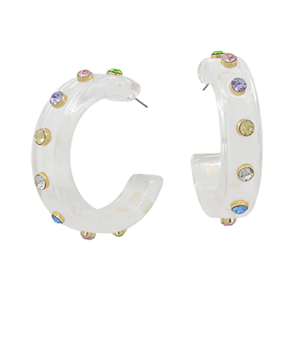 Wide Crystal Station Acetate Hoops - Image 6