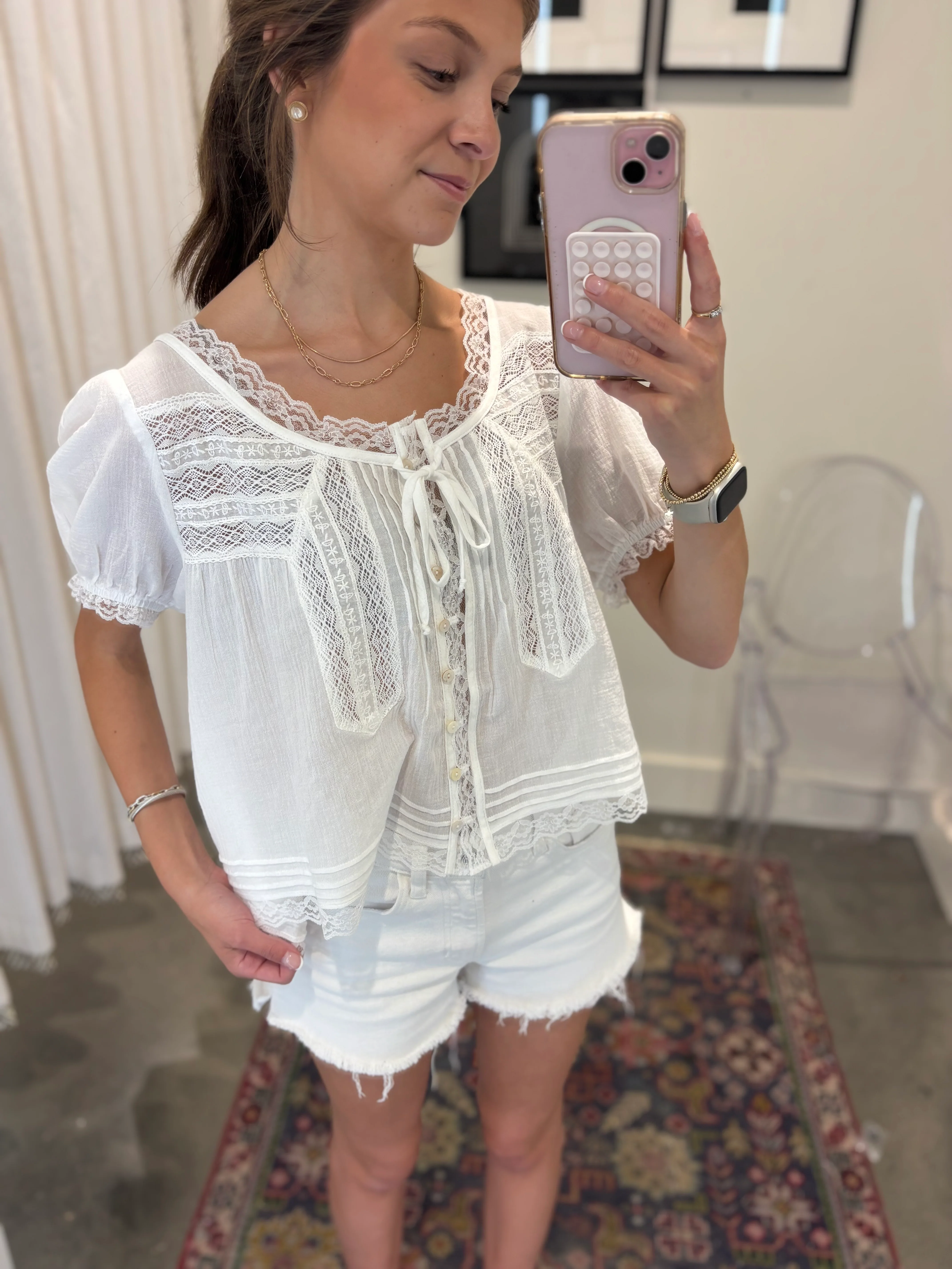 Winnie Lace Trim Blouse - Image 3