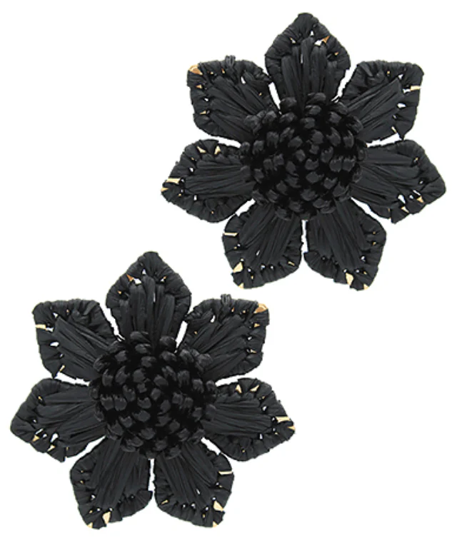 Wrapped Raffia Flower Earrings - Image 6