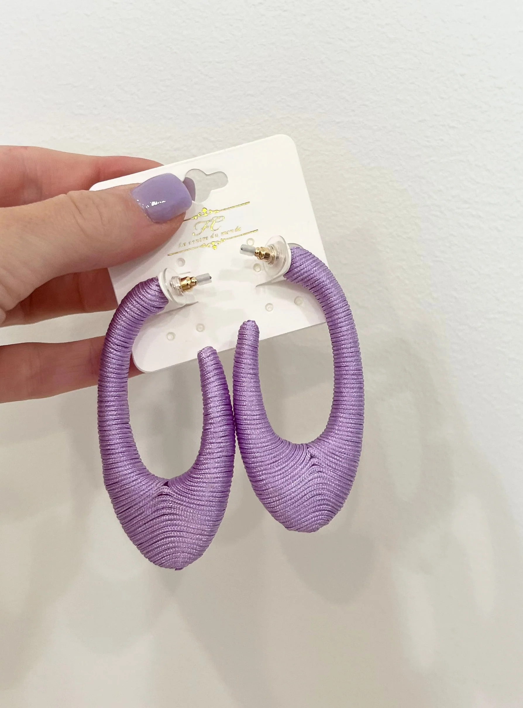 Wrapped Thread Open Oval Hoops - Image 6